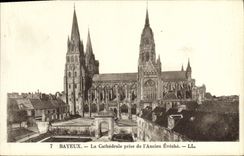 POSTAL Bayeux de la VENDIMIA la catedral tomada de viejo el eveche