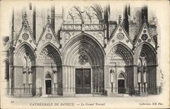 POSTAL Bayeux de la VENDIMIA la catedral la puerta grande