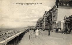VINTAGE POSTCARD Cabourg Boulevard of the Beach and the Large Hotel