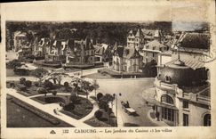 VINTAGE POSTCARD Cabourg Gardens and Casino and villas