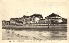 VINTAGE POSTCARD Cabourg the Beach and the large hotel