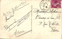 POSTAL Cabourg de la VENDIMIA la playa y el hotel grande