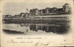 POSTAL Cabourg de la VENDIMIA la playa el hotel grande