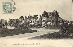 POSTAL Cabourg Chatels de la VENDIMIA y la calle del mar
