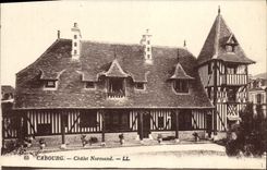 Cabaña normanda del país de Cabourg de la POSTAL de la VENDIMIA