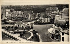 Panorama de Cabourg de la POSTAL de la VENDIMIA tomado del casino