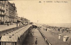 POSTAL Cabourg de la VENDIMIA la playa y la presa