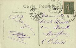 La POSTAL Cabourg de la VENDIMIA la playa tiene castillo de los niños de la marea baja de la arena