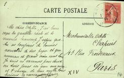 POSTAL Cabourg de la VENDIMIA la playa vista hacia el hotel grande