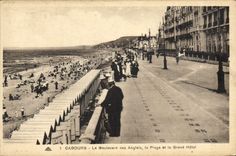 VINTAGE POSTCARD Cabourg the Boulevard of the English the Beach and Large Hotel
