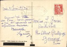 Casas de las mujeres mayores de Lisieux de la POSTAL de la VENDIMIA de la calle al boilermen