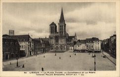 POSTAL Lisieux de la VENDIMIA los thiers del lugar la catedral y el paladar episcopal viejo de la oficina de correos