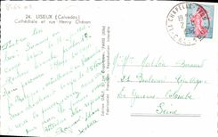 Catedral de Lisieux de la POSTAL de la VENDIMIA y cheron de Henry de la calle