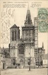 El santo de la catedral de Lisieux de la POSTAL de la VENDIMIA afila con piedra Normandía