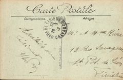 POSTAL Lisieux de la VENDIMIA visto en la ciudad tomada a través de los manzanos