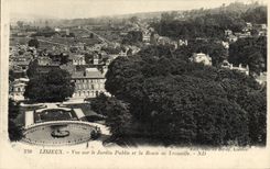 POSTAL Lisieux de la VENDIMIA visto en el jardín público y el camino del trouville