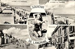MODERN CARD To remember De Langrune the beach and the walk Street of the sea
