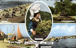 MODERN CARD Langrune on sea Caps Norman the fountain of the Three Graces Collecting of the goemon