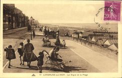 VINTAGE POSTCARD Langrune on sea the dam and the beach
