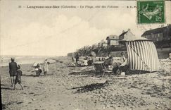 VINTAGE POSTCARD Langrune on sea the beach Dimensions Cliffs