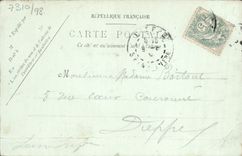 VINTAGE POSTCARD Caen the statue of louis XIV and the abbey with the men