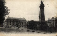 VINTAGE POSTCARD Caen the place Alexandre III Hamelin Barracks and monument of the Militaria Mobiles