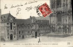 CPA Lisieux Le nouvel hotel des postes le tribunal et la cathedrale