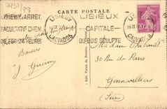 CPA Lisieux rue de la paix portail de l'eglise St Jacques
