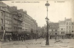 POSTAL Lisieux de la VENDIMIA el lugar de Thiers y la calle de Grand