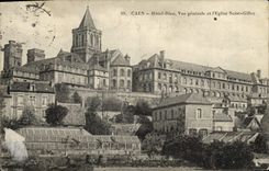 CPA Caen L'Hotel Dieu Vue generale et l'Eglise Saint Gilles 