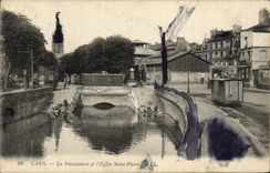 VINTAGE POSTCARD Caen the Fish shop and the Church Saint Pierre