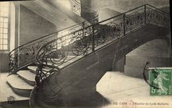 VINTAGE POSTCARD Caen the Staircase of the Malherbe College
