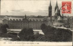 VINTAGE POSTCARD Caen the College and the Church Etienne Saint
