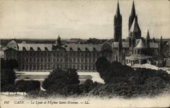 CPA Caen Le Lycee et l'Eglise Saint Etienne 