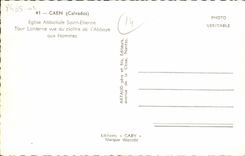 VINTAGE POSTCARD Caen Abbey church saint Etienne tower lantern seen of the cloister of the abbey