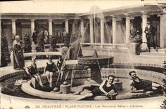 VINTAGE POSTCARD Deauville flowered Beach new baths the atrium