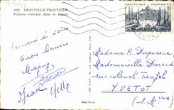 Veleros de Deauville Trouville de la POSTAL de la VENDIMIA que vuelven en los barcos del lavabo