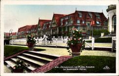 VINTAGE POSTCARD Deauville the flowered beach the normandy hotel