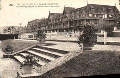 VINTAGE POSTCARD Deauville flowered beach normandy hotel and boulevard