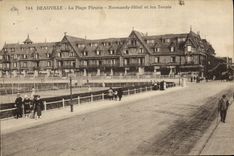 VINTAGE POSTCARD Deauville the flowered beach normandy hotel and tennis