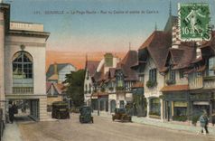 CPA Deauville la plage fleurie rue du casino et entree du casino