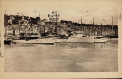 VINTAGE POSTCARD Deauville the flowered beach Marina and yachts