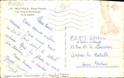 VINTAGE POSTCARD Deauville Beach felurie seen towards the normandy and the casino