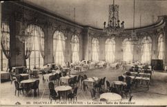 VINTAGE POSTCARD Deauville flowered Beach the casino Room of the restaurant