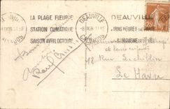 CPA Deauville plage fleurie les jardins le royal hotel