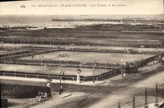 VINTAGE POSTCARD Deauville floors flowered tennis and piers