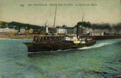 POSTAL Trouville de la VENDIMIA la reina de las playas el barco de Le Havre