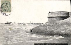POSTAL Trouville de la VENDIMIA la caminata del embarcadero vista de la playa