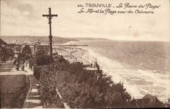 Reina de Trouville de la POSTAL de la VENDIMIA del mar de las playas y de la playa vistos del martirio