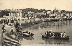 POSTAL Trouville de la VENDIMIA en el mar la cuba de Deauville